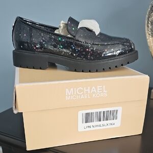 Girls Michael Kors Kids' Black Glitter Loafer